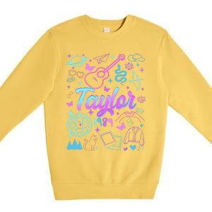 Groovy 80S Taylor First Name Personalized Birthday Girl Gift Premium Crewneck Sweatshirt