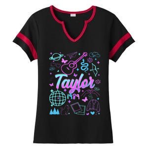 Groovy 80S Taylor First Name Personalized Birthday Girl Gift Ladies Halftime Notch Neck Tee