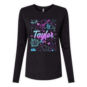 Groovy 80S Taylor First Name Personalized Birthday Girl Gift Womens Cotton Relaxed Long Sleeve T-Shirt