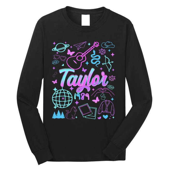 Groovy 80S Taylor First Name Personalized Birthday Girl Gift Long Sleeve Shirt