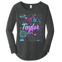 Groovy 80S Taylor First Name Personalized Birthday Girl Gift Women's Perfect Tri Tunic Long Sleeve Shirt