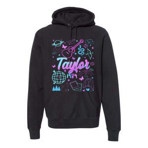 Groovy 80S Taylor First Name Personalized Birthday Girl Gift Premium Hoodie