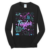 Groovy 80S Taylor First Name Personalized Birthday Girl Gift Tall Long Sleeve T-Shirt