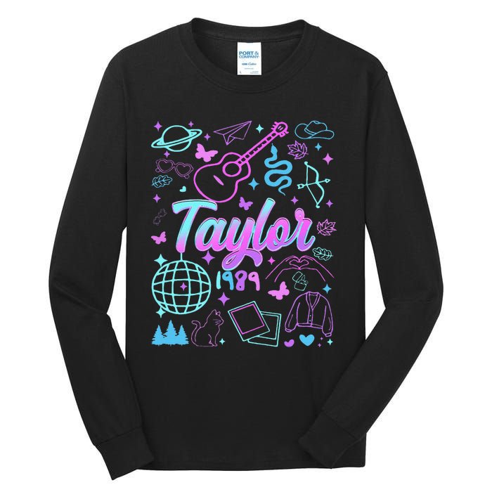 Groovy 80S Taylor First Name Personalized Birthday Girl Gift Tall Long Sleeve T-Shirt