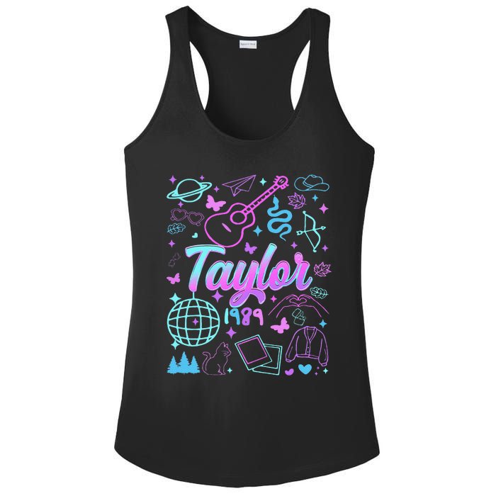 Groovy 80S Taylor First Name Personalized Birthday Girl Gift Ladies PosiCharge Competitor Racerback Tank