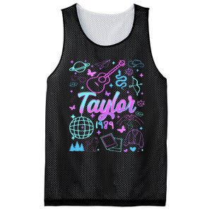 Groovy 80S Taylor First Name Personalized Birthday Girl Gift Mesh Reversible Basketball Jersey Tank