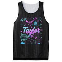 Groovy 80S Taylor First Name Personalized Birthday Girl Gift Mesh Reversible Basketball Jersey Tank