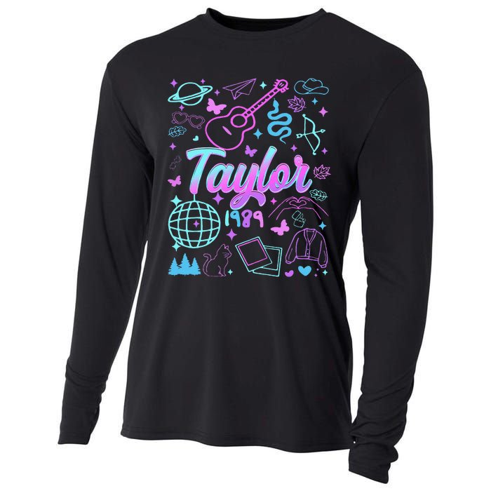 Groovy 80S Taylor First Name Personalized Birthday Girl Gift Cooling Performance Long Sleeve Crew