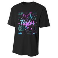 Groovy 80S Taylor First Name Personalized Birthday Girl Gift Performance Sprint T-Shirt