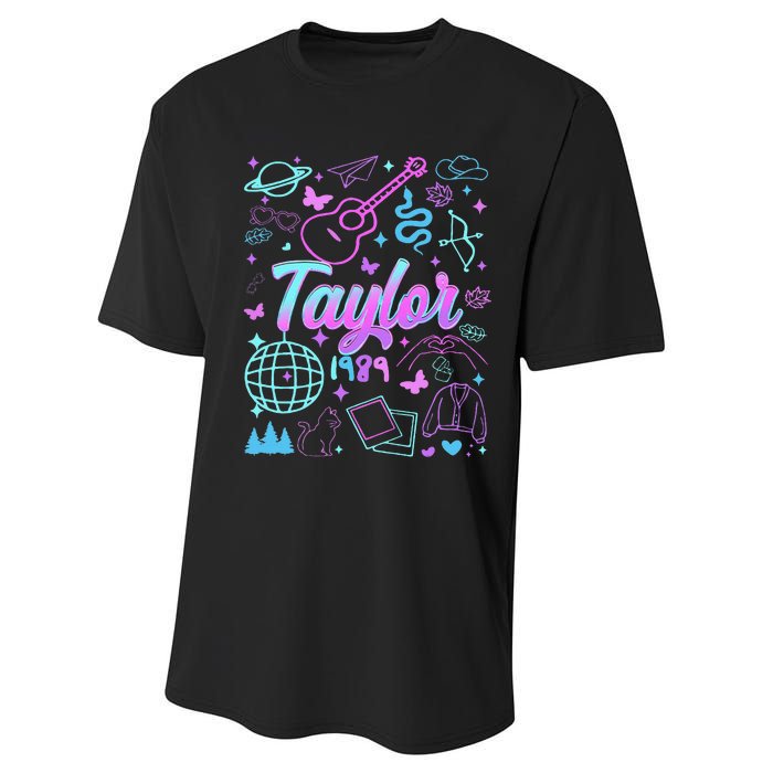 Groovy 80S Taylor First Name Personalized Birthday Girl Gift Performance Sprint T-Shirt