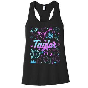 Groovy 80S Taylor First Name Personalized Birthday Girl Gift Women's Racerback Tank