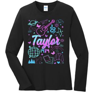 Groovy 80S Taylor First Name Personalized Birthday Girl Gift Ladies Long Sleeve Shirt