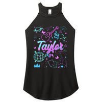 Groovy 80S Taylor First Name Personalized Birthday Girl Gift Women's Perfect Tri Rocker Tank