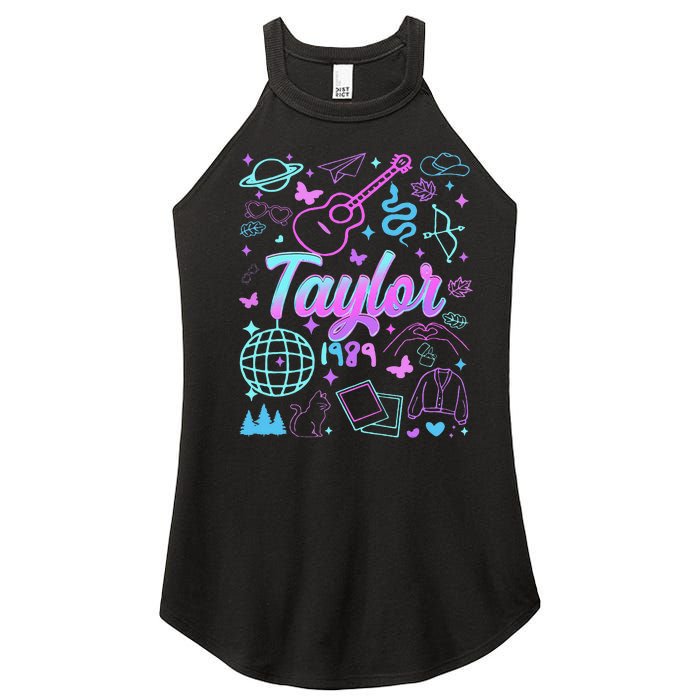 Groovy 80S Taylor First Name Personalized Birthday Girl Gift Women's Perfect Tri Rocker Tank