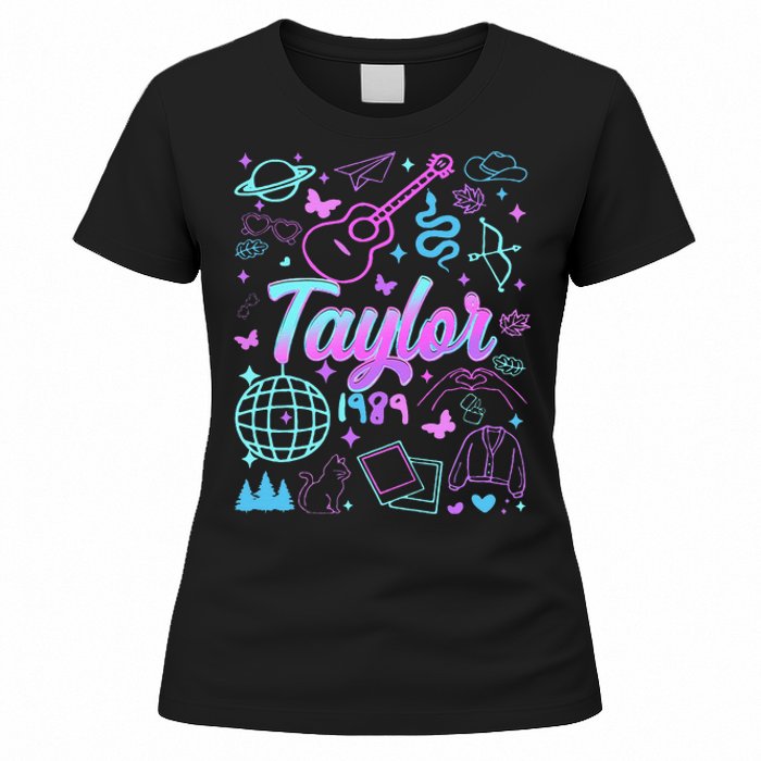 Groovy 80S Taylor First Name Personalized Birthday Girl Gift Women's T-Shirt