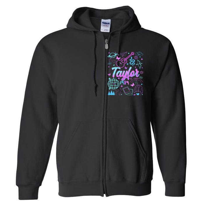 Groovy 80S Taylor First Name Personalized Birthday Girl Gift Full Zip Hoodie