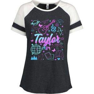 Groovy 80S Taylor First Name Personalized Birthday Girl Gift Enza Ladies Jersey Colorblock Tee