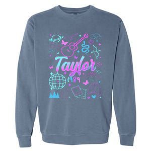 Groovy 80S Taylor First Name Personalized Birthday Girl Gift Garment-Dyed Sweatshirt