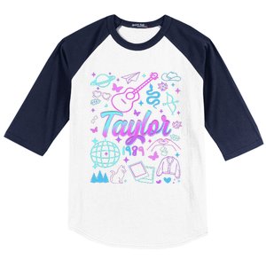 Groovy 80S Taylor First Name Personalized Birthday Girl Gift Baseball Sleeve Shirt