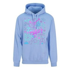 Groovy 80S Taylor First Name Personalized Birthday Girl Gift Unisex Surf Hoodie