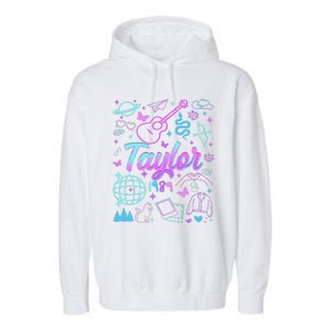 Groovy 80S Taylor First Name Personalized Birthday Girl Gift Garment-Dyed Fleece Hoodie