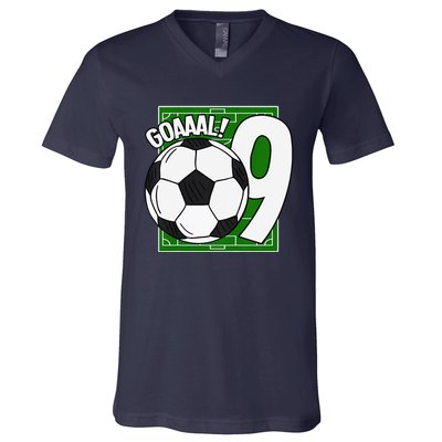 Goaaal 9th Birthday 9 Year Old Soccer Player V-Neck T-Shirt