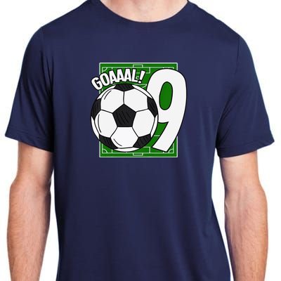 Goaaal 9th Birthday 9 Year Old Soccer Player Adult ChromaSoft Performance T-Shirt