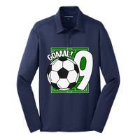 Goaaal 9th Birthday 9 Year Old Soccer Player Silk Touch Performance Long Sleeve Polo