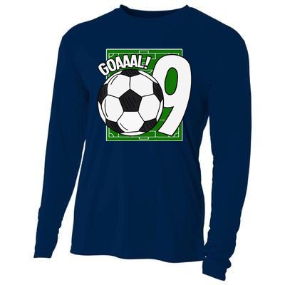 Goaaal 9th Birthday 9 Year Old Soccer Player Cooling Performance Long Sleeve Crew