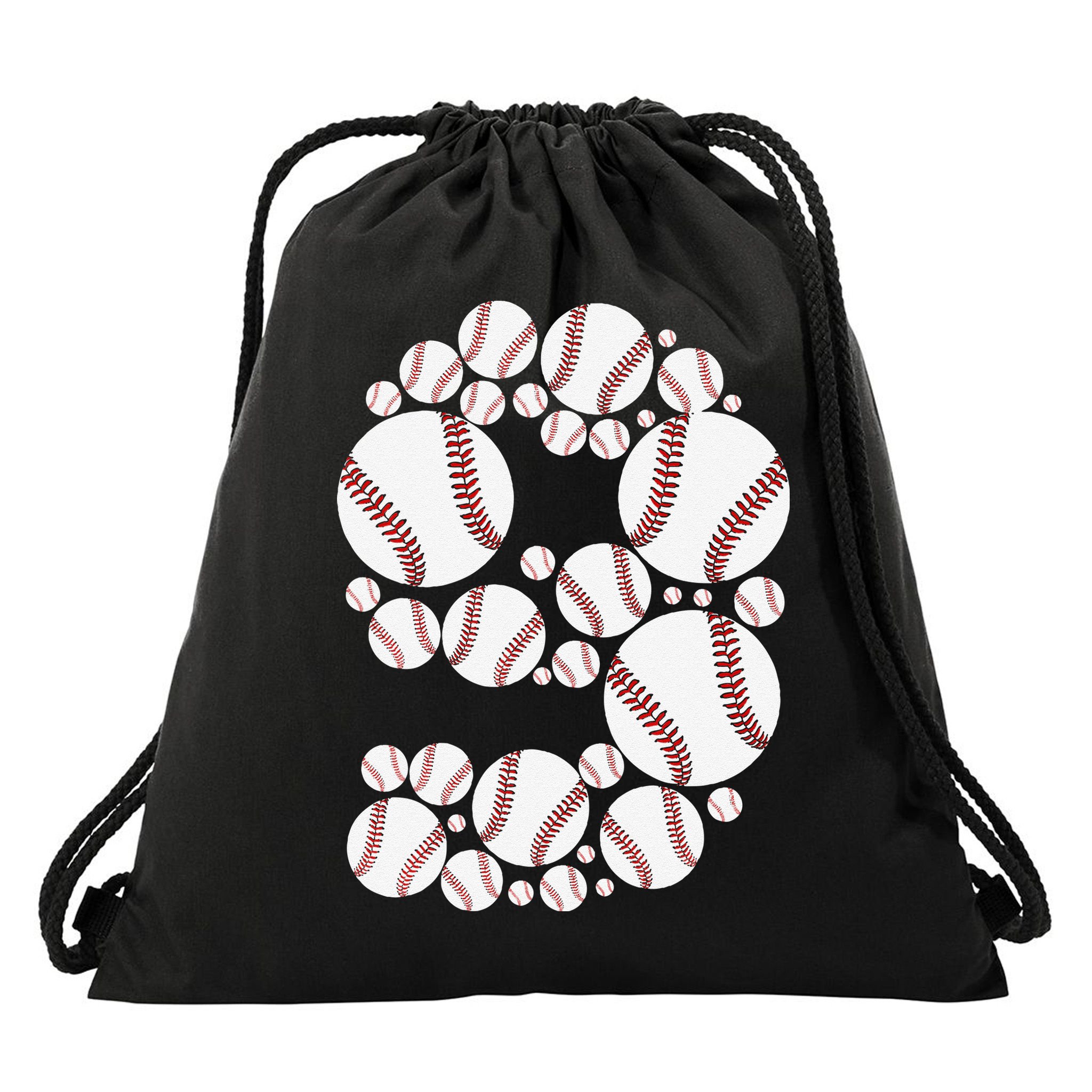 Graphic 9Th Birthday Baseball 9 Years Drawstring Bag