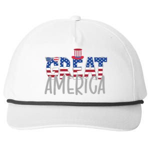 Great America 4th Of July Festive Usa Snapback Five-Panel Rope Hat