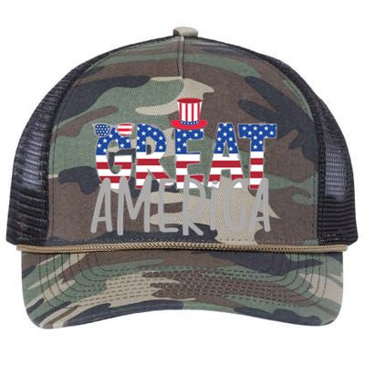 Great America 4th Of July Festive Usa Retro Rope Trucker Hat Cap