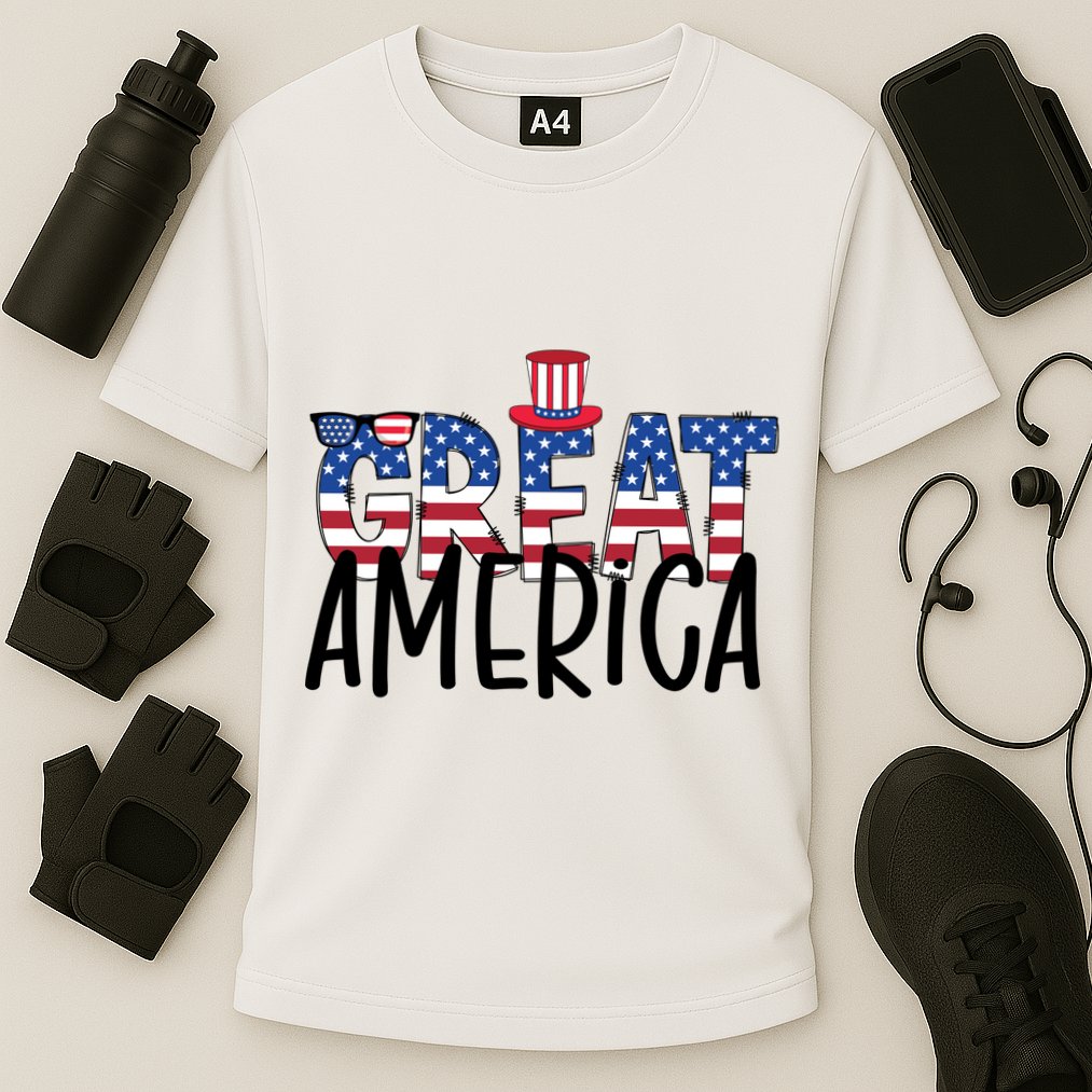 Great America 4th Of July Festive Usa Cooling Performance Crew T-Shirt