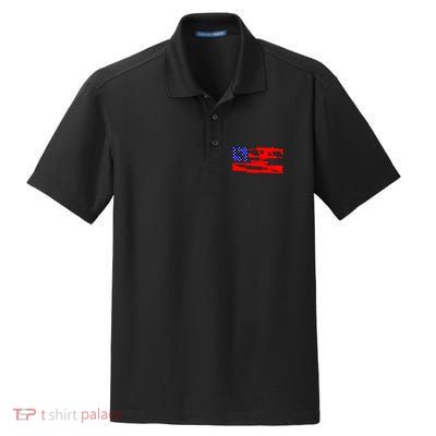 Guns And 69 USA Flag Dry Zone Grid Polo