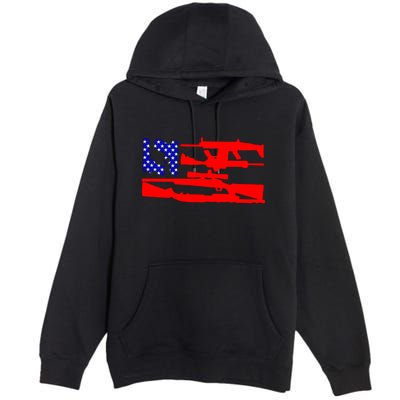 Guns And 69 USA Flag Premium Pullover Hoodie