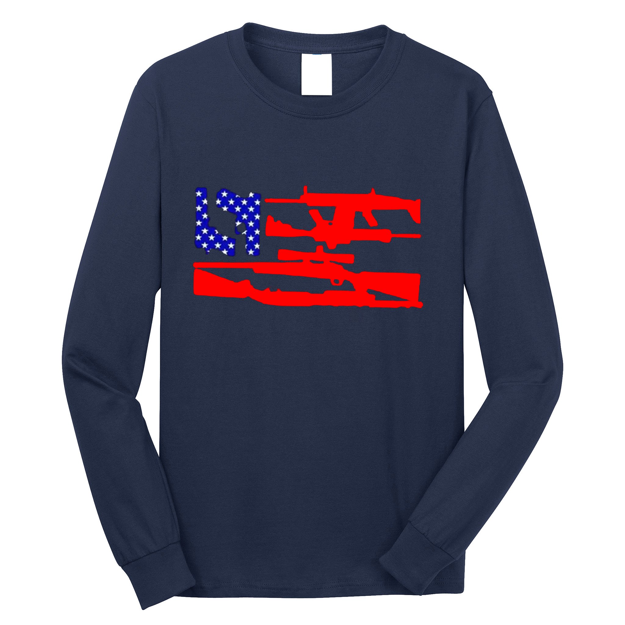 Guns And 69 USA Flag Long Sleeve Shirt