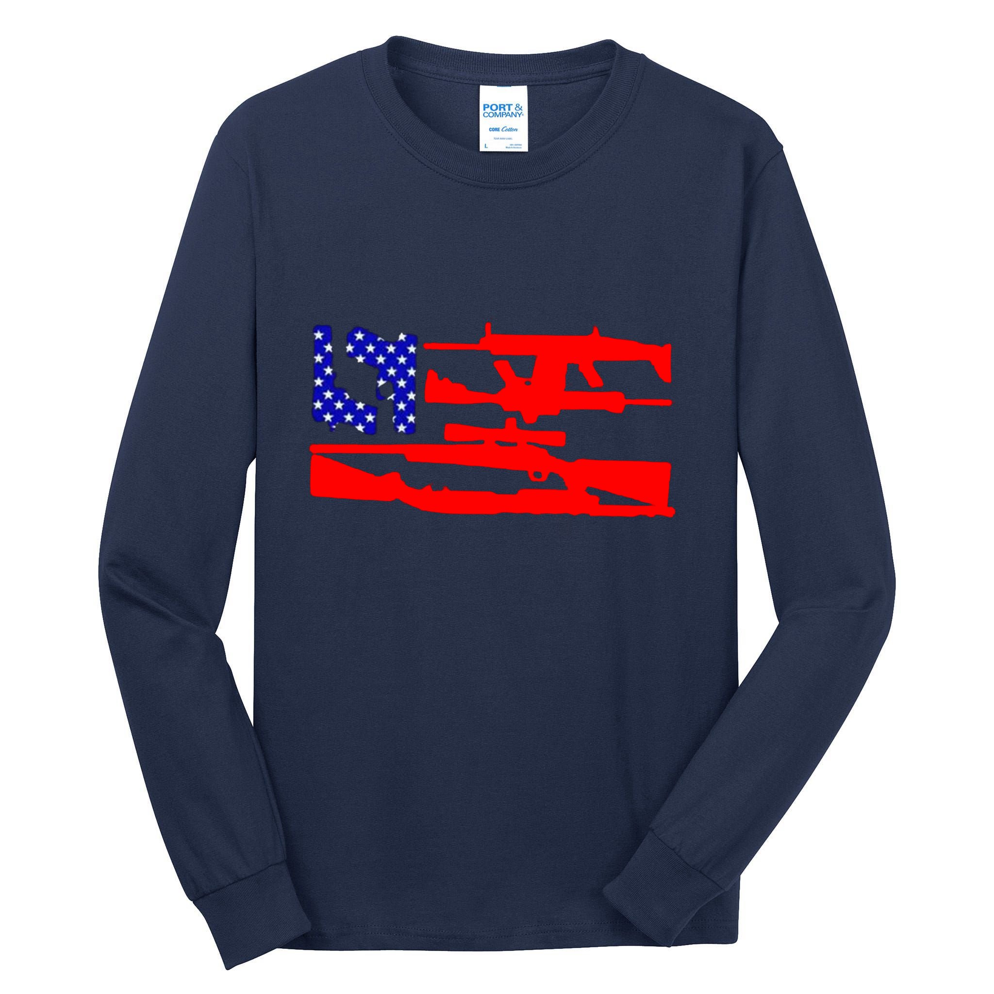 Guns And 69 USA Flag Tall Long Sleeve T-Shirt