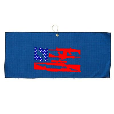 Guns And 69 USA Flag Large Microfiber Waffle Golf Towel