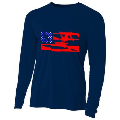 Guns And 69 USA Flag Cooling Performance Long Sleeve Crew