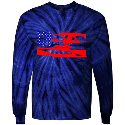 Guns And 69 USA Flag Tie-Dye Long Sleeve Shirt