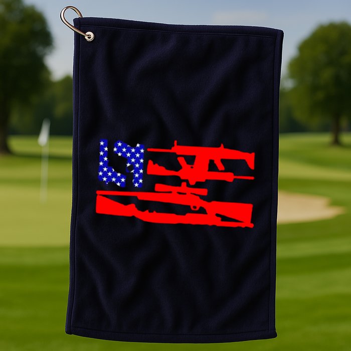 Guns And 69 USA Flag Golf Towel