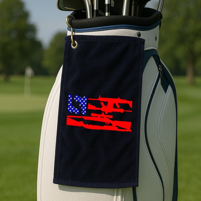 Guns And 69 USA Flag Golf Towel