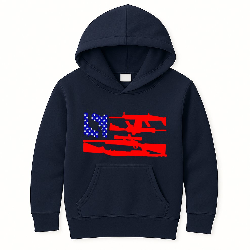 Guns And 69 USA Flag Kids Hoodie