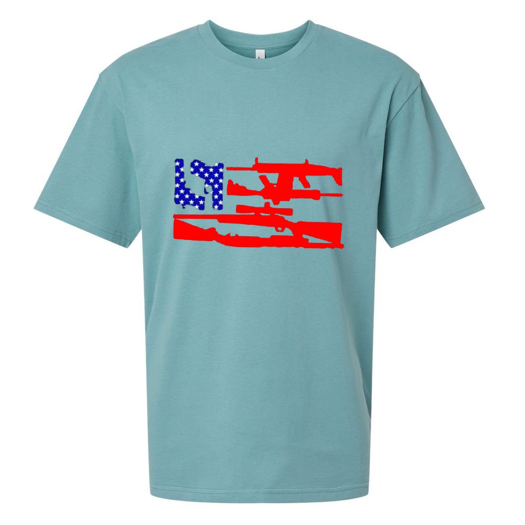 Guns And 69 USA Flag Sueded Cloud Jersey T-Shirt