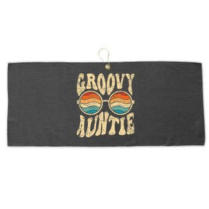 Groovy Auntie 70s Aesthetic Nostalgia 1970's Retro Aunt Large Microfiber Waffle Golf Towel