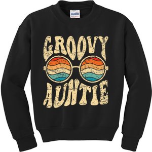 Groovy Auntie 70s Aesthetic Nostalgia 1970's Retro Aunt Kids Sweatshirt