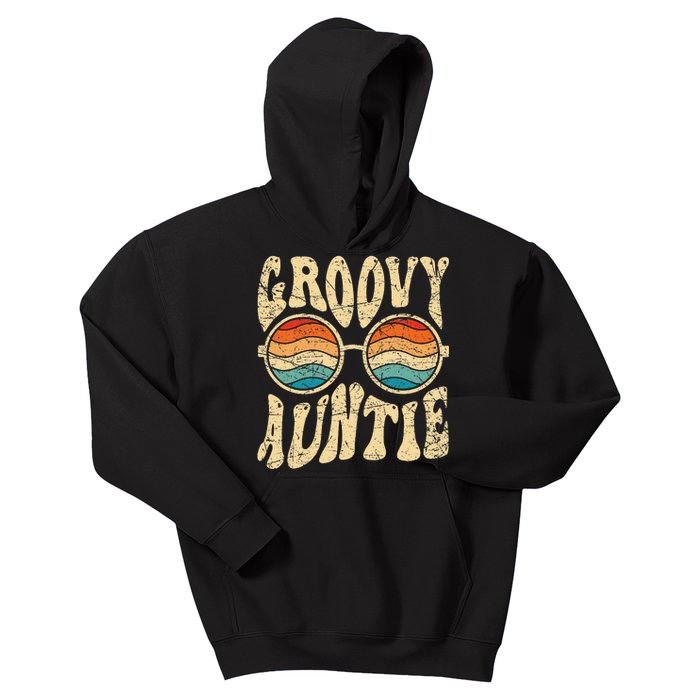 Groovy Auntie 70s Aesthetic Nostalgia 1970's Retro Aunt Kids Hoodie