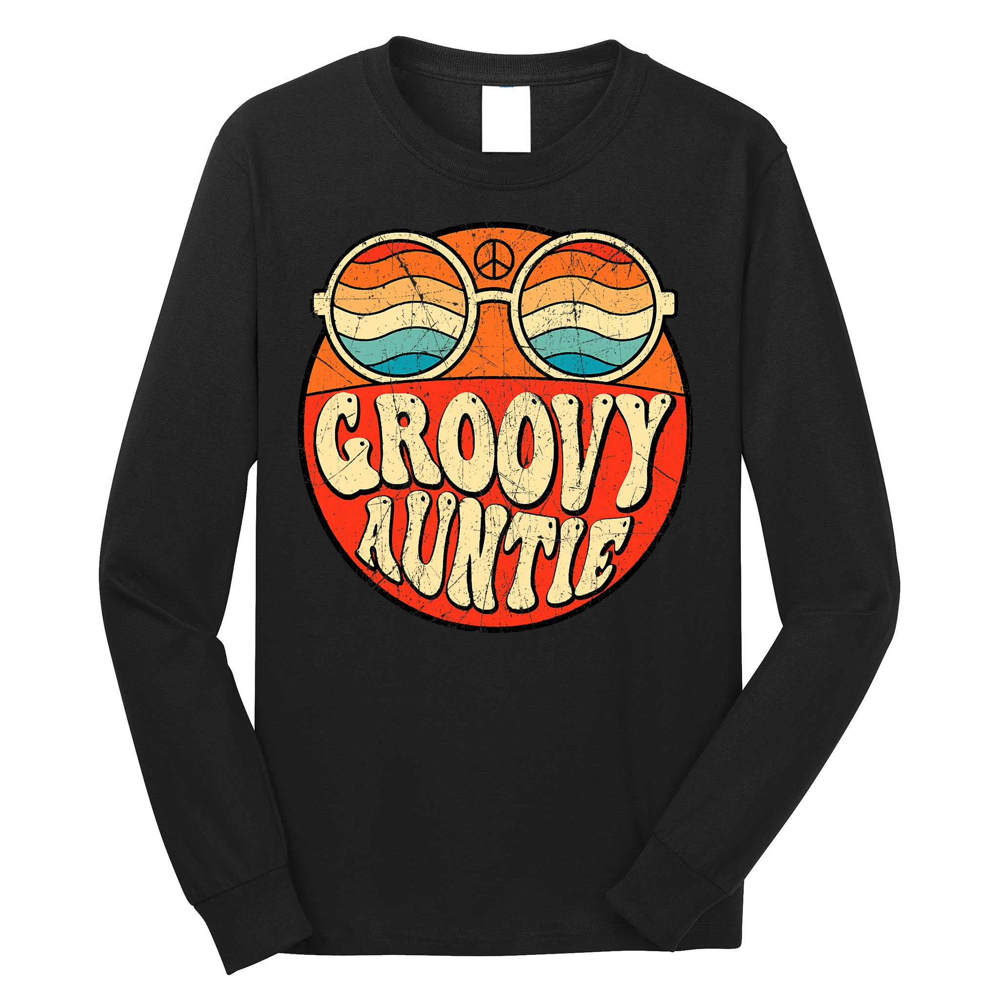 Groovy Auntie 70s Aesthetic Nostalgia 1970s Retro Aunt Long Sleeve Shirt