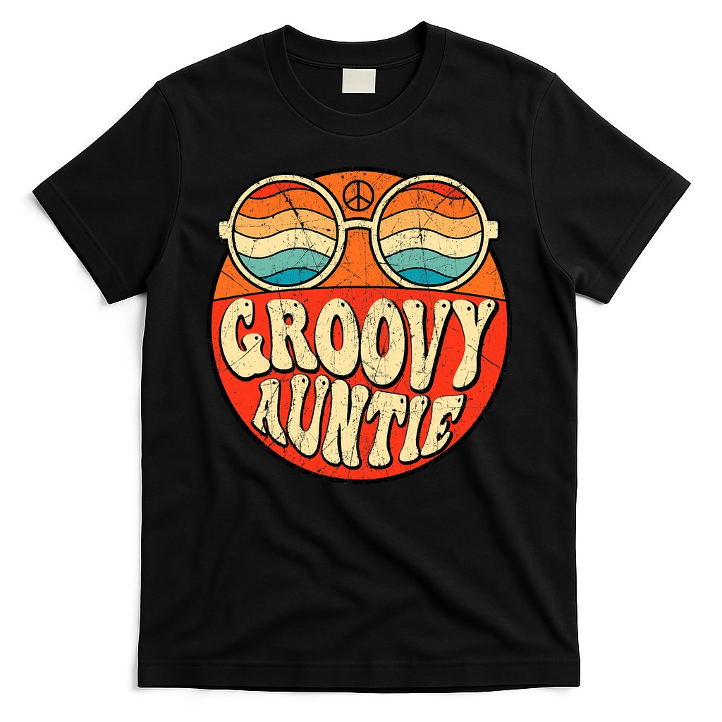 Groovy Auntie 70s Aesthetic Nostalgia 1970s Retro Aunt T-Shirt