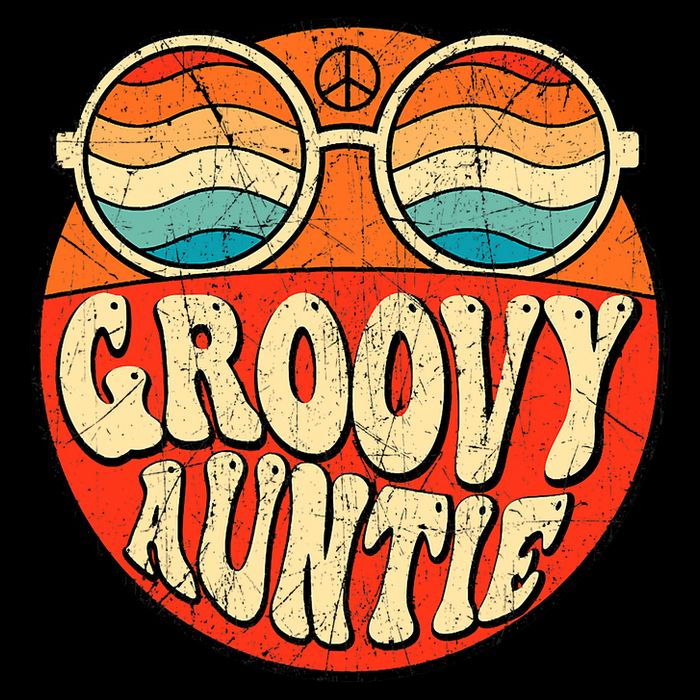 Groovy Auntie 70s Aesthetic Nostalgia 1970s Retro Aunt Drawstring Bag
